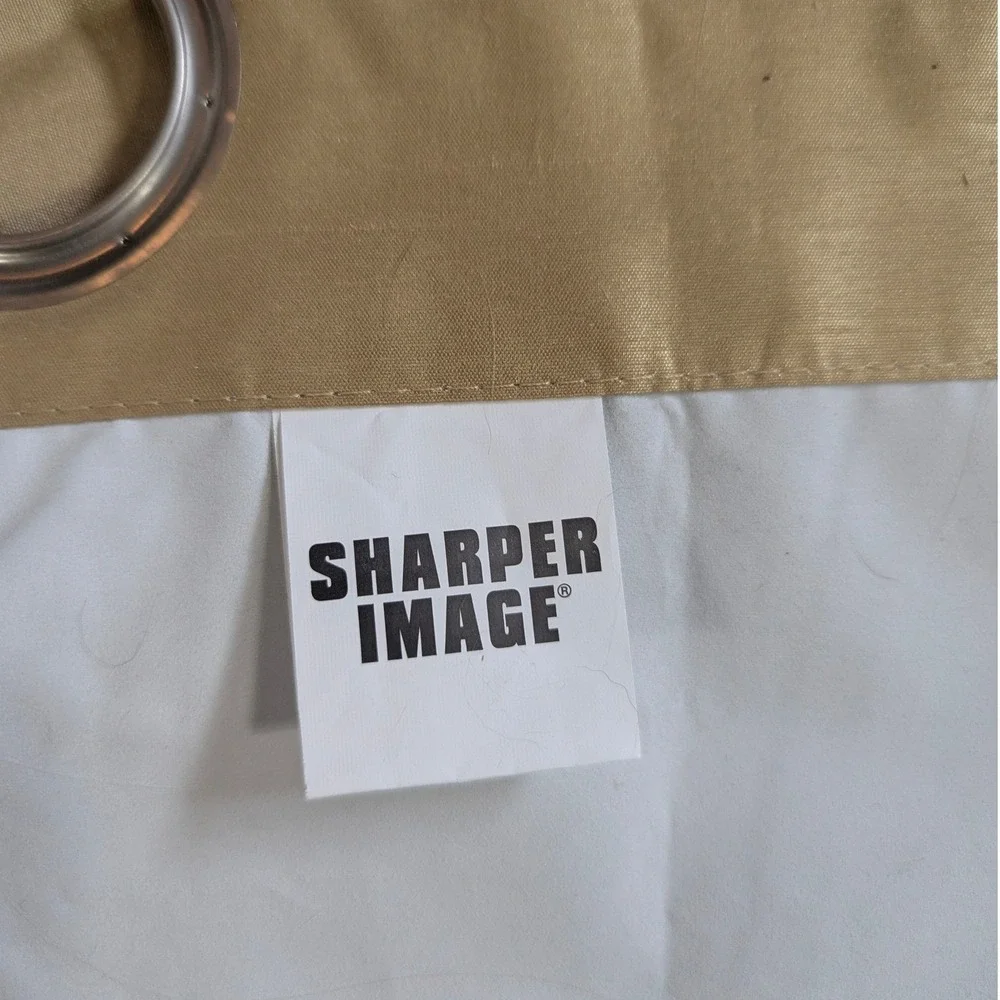 Sharper Image Curtain Panel PAIR Gold Faux Silk Grommet‎ Blackout Minimalist